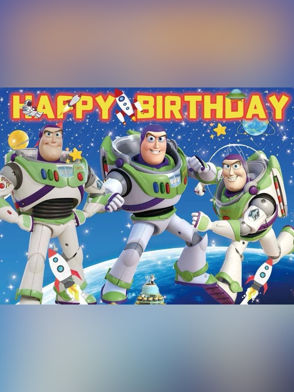 Disney Buzz Lightyear Birthday Banner w/ Cake & Cupcake Toppers